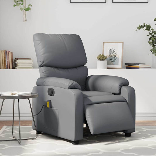 Poltrona Massaggiante Elettrica Reclinabile Grigio Similpelle - homemem39