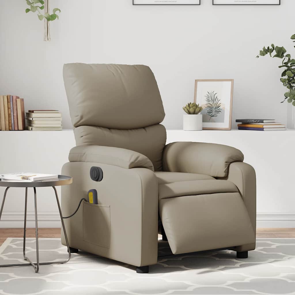 Poltrona Reclinabile Massaggio Elettrica Cappuccino Similpelle | homemem39