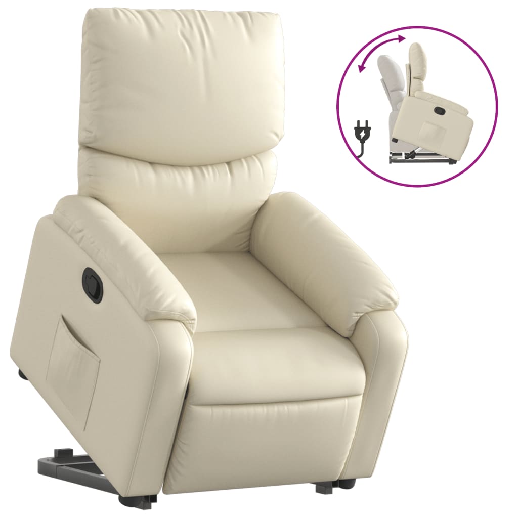 Poltrona Alzapersona Reclinabile Crema in Similpelle | homemem39