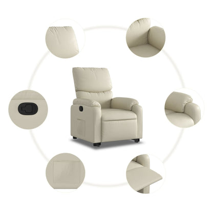 Poltrona Alzapersona Reclinabile Crema in Similpelle | homemem39