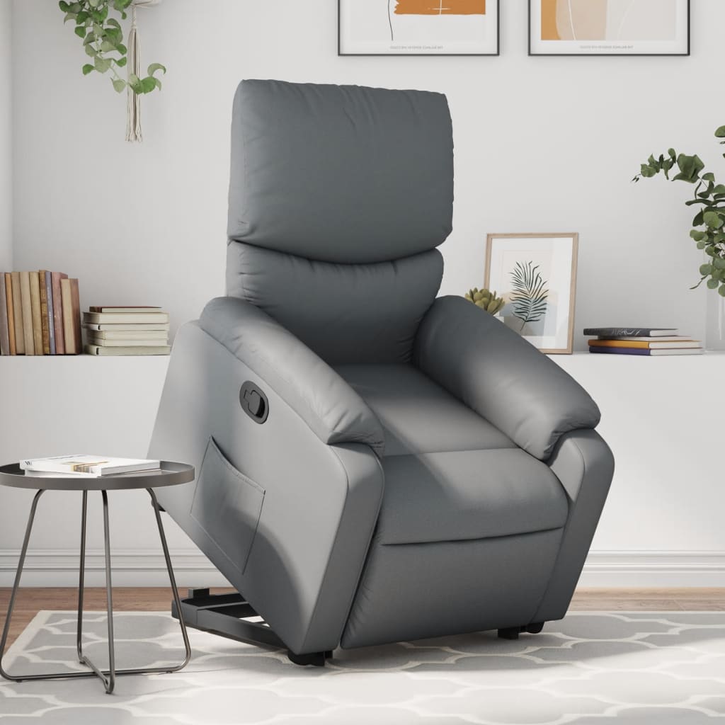 Poltrona Alzapersona Reclinabile Grigio in Similpelle | homemem39
