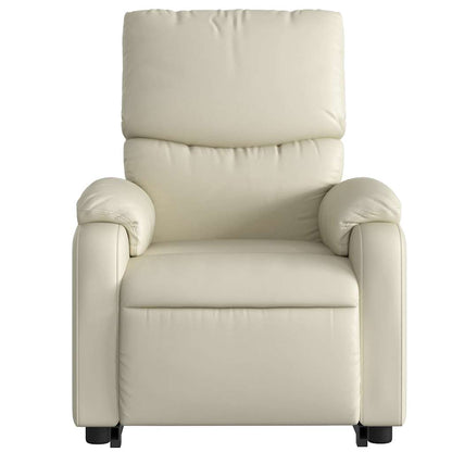 Poltrona Alzapersona Reclinabile Massaggio Crema Similpelle - homemem39