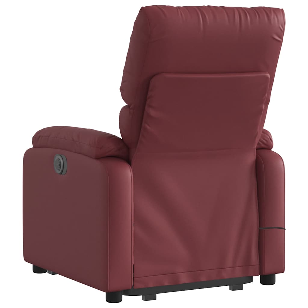 Poltrona Alzapersone Massaggi Reclinabile Rosso Vino Similpelle - homemem39