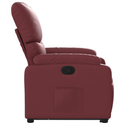 Poltrona Alzapersone Massaggi Reclinabile Rosso Vino Similpelle - homemem39