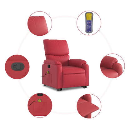 Poltrona Alzapersona Reclinabile Massaggio Rosso in Similpelle | homemem39