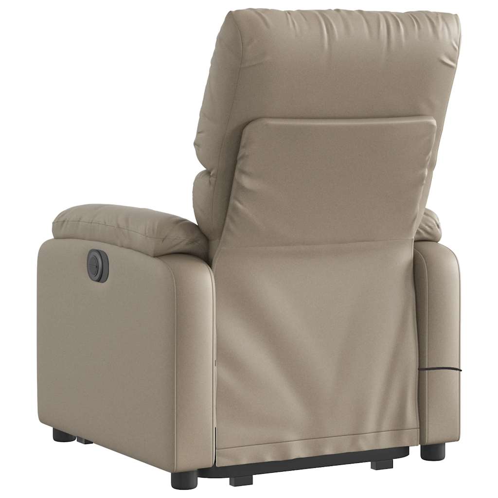 Poltrona Alzapersone Massaggi Reclinabile Cappuccino Similpelle - homemem39