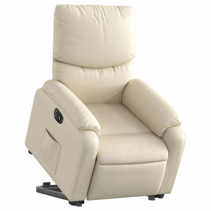 Poltrona Alzapersona Reclinabile Crema in Similpelle
