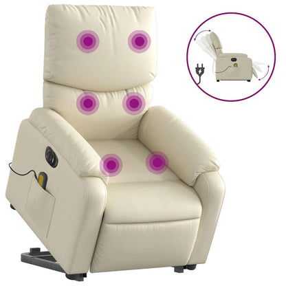 Poltrona Alzapersona Elettrica Reclinabile Crema in Similpelle - homemem39