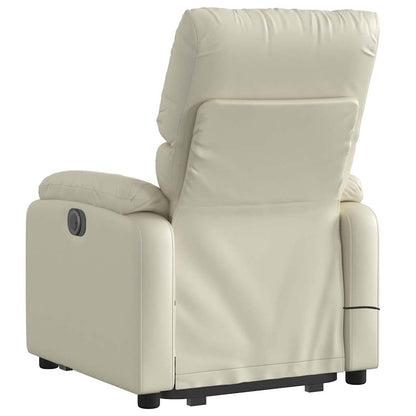 Poltrona Alzapersona Elettrica Reclinabile Crema in Similpelle - homemem39
