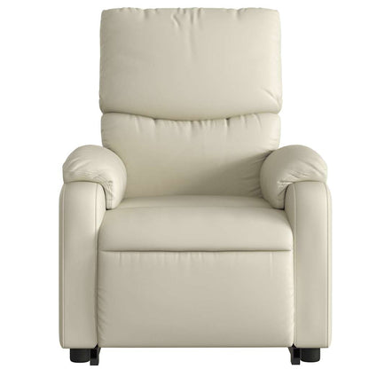 Poltrona Alzapersona Elettrica Reclinabile Crema in Similpelle - homemem39