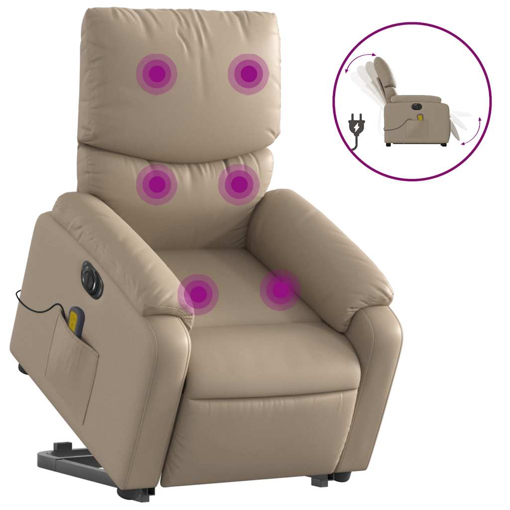 Poltrona Alzapersona Massaggio Elettrica Cappuccino Similpelle | homemem39