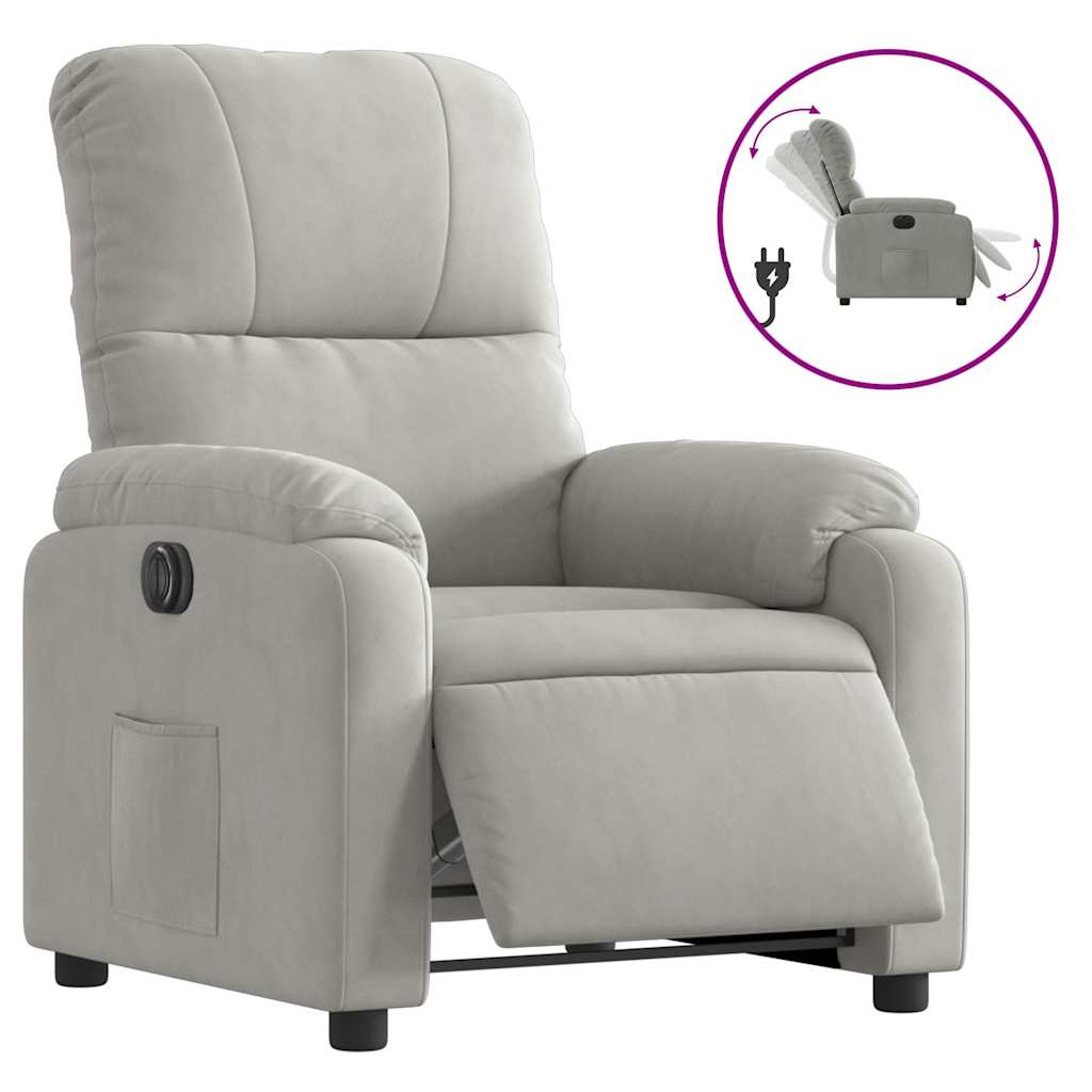 Poltrona Reclinabile Elettrica Grigio Chiaro Tessuto Microfibra | homemem39
