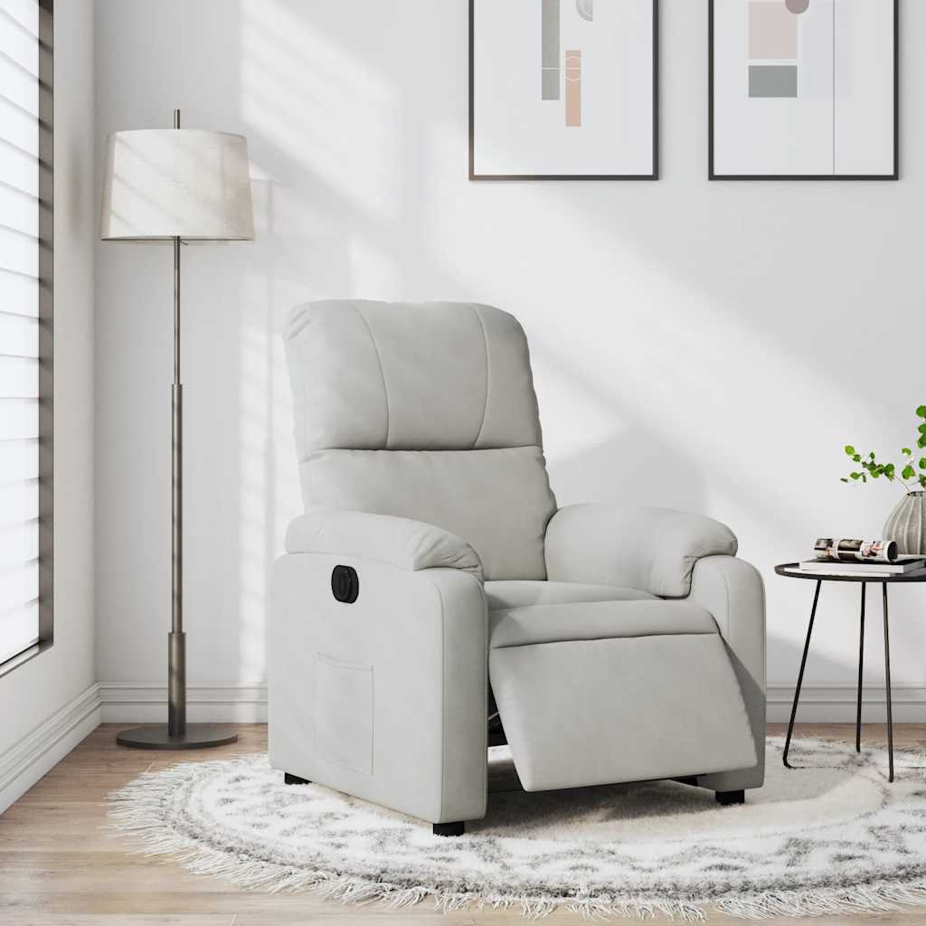 Poltrona Reclinabile Elettrica Grigio Chiaro Tessuto Microfibra | homemem39