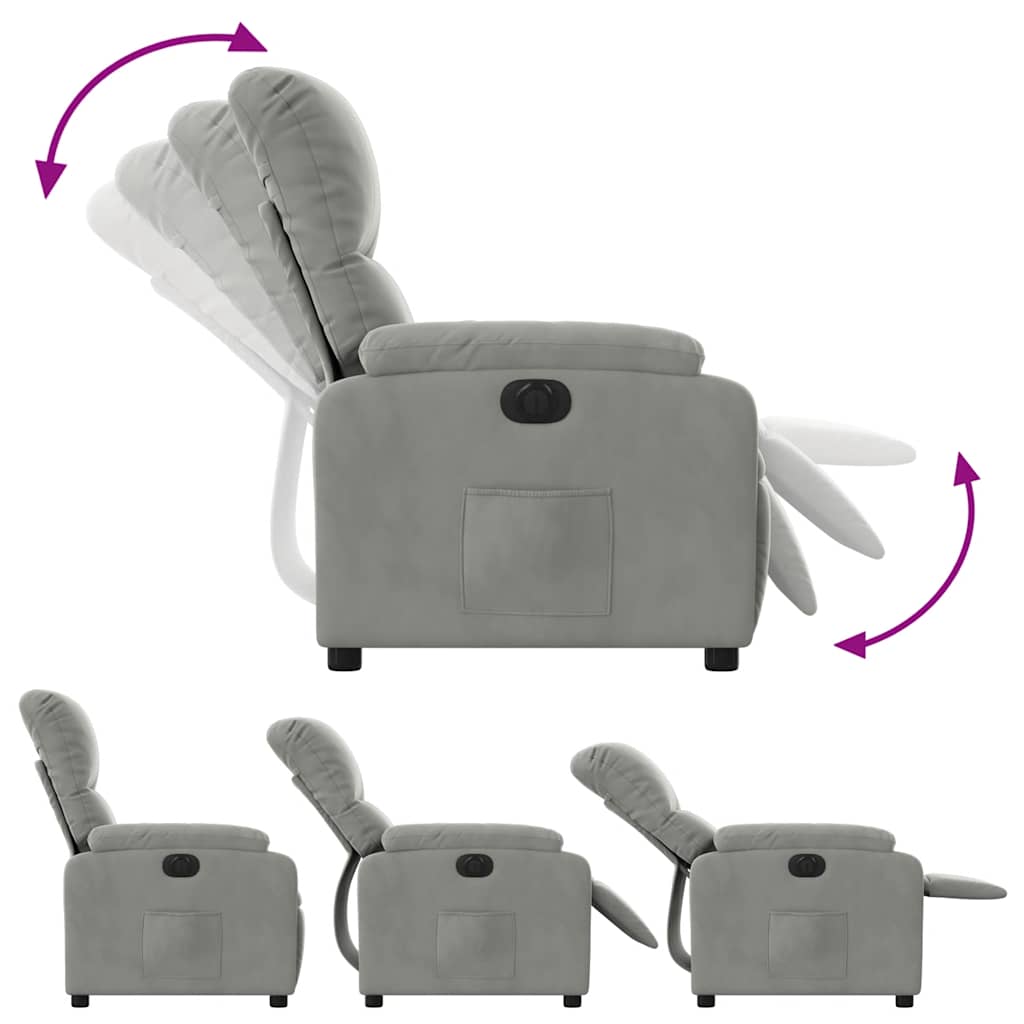 Poltrona Reclinabile Elettrica Grigio Chiaro Tessuto Microfibra | homemem39