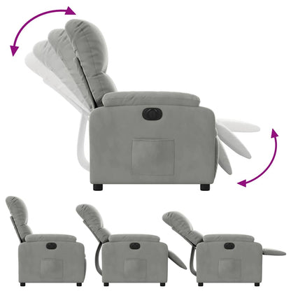 Poltrona Reclinabile Elettrica Grigio Chiaro Tessuto Microfibra | homemem39