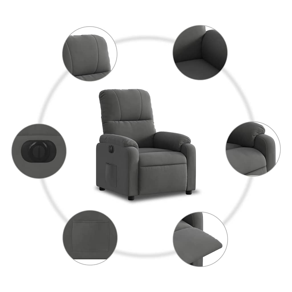 Poltrona Reclinabile Elettrica Grigio Scuro Tessuto Microfibra | homemem39