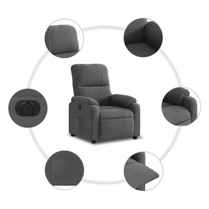 Poltrona Reclinabile Elettrica Grigio Scuro Tessuto Microfibra | homemem39