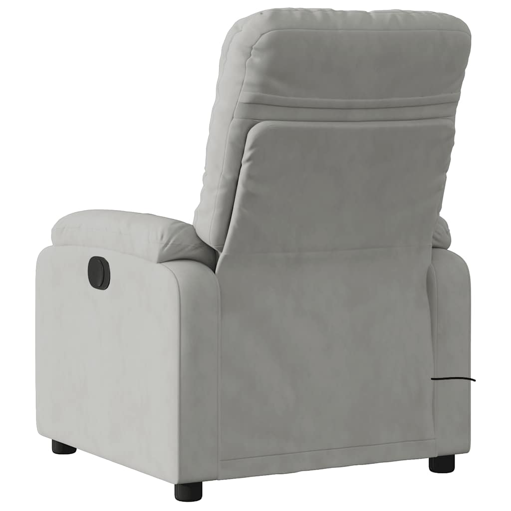 Poltrona Reclinante Massaggi Elettrica Grigio Chiaro Microfibra - homemem39