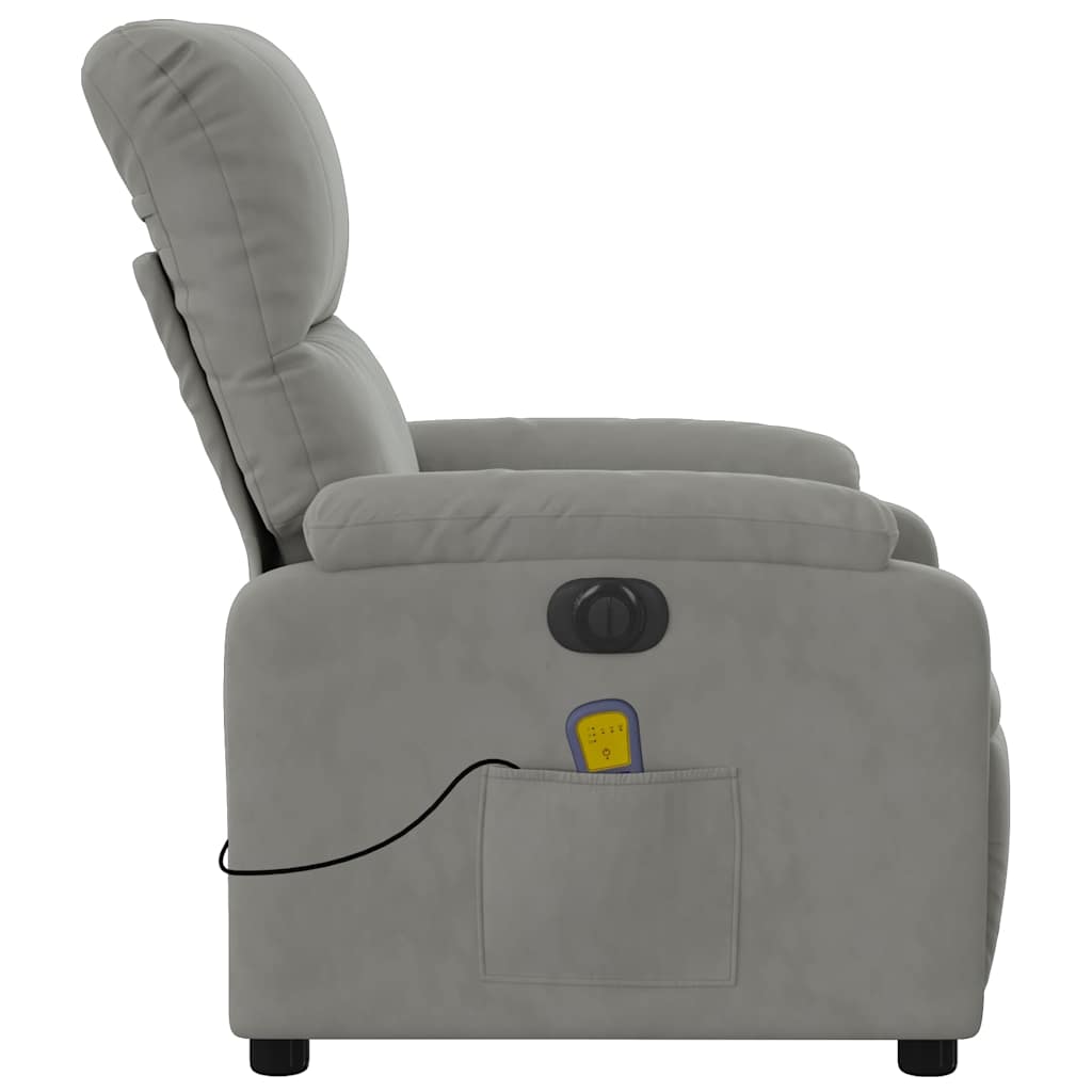 Poltrona Reclinante Massaggi Elettrica Grigio Chiaro Microfibra | homemem39
