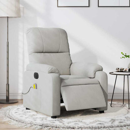 Poltrona Reclinante Massaggi Elettrica Grigio Chiaro Microfibra - homemem39