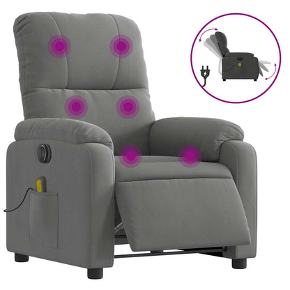 Poltrona Reclinante Massaggi Elettrica Grigio Scuro Microfibra - homemem39