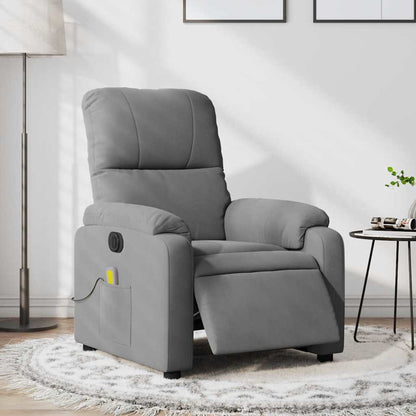 Poltrona Reclinante Massaggi Elettrica Grigio Scuro Microfibra - homemem39