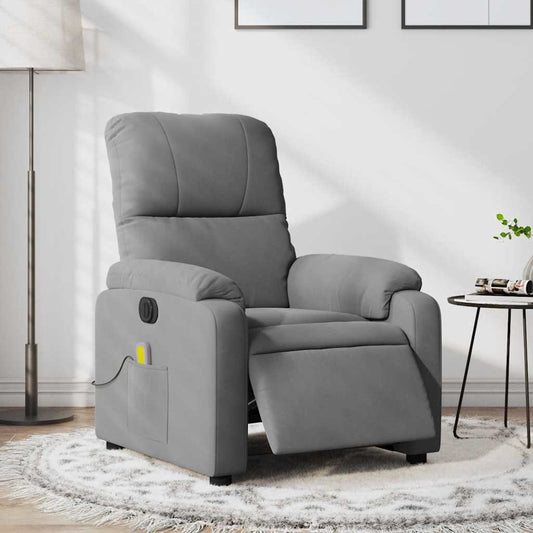 Poltrona Reclinante Massaggi Elettrica Grigio Scuro Microfibra - homemem39