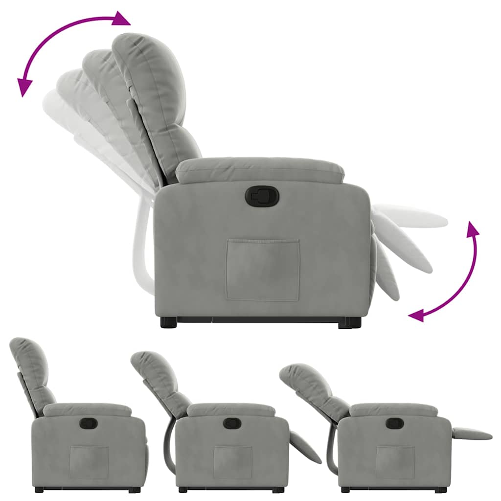 Poltrona Alzapersona Reclinabile Grigio Chiaro Microfibra | homemem39