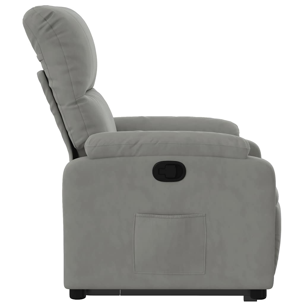 Poltrona Alzapersona Reclinabile Grigio Chiaro Microfibra | homemem39