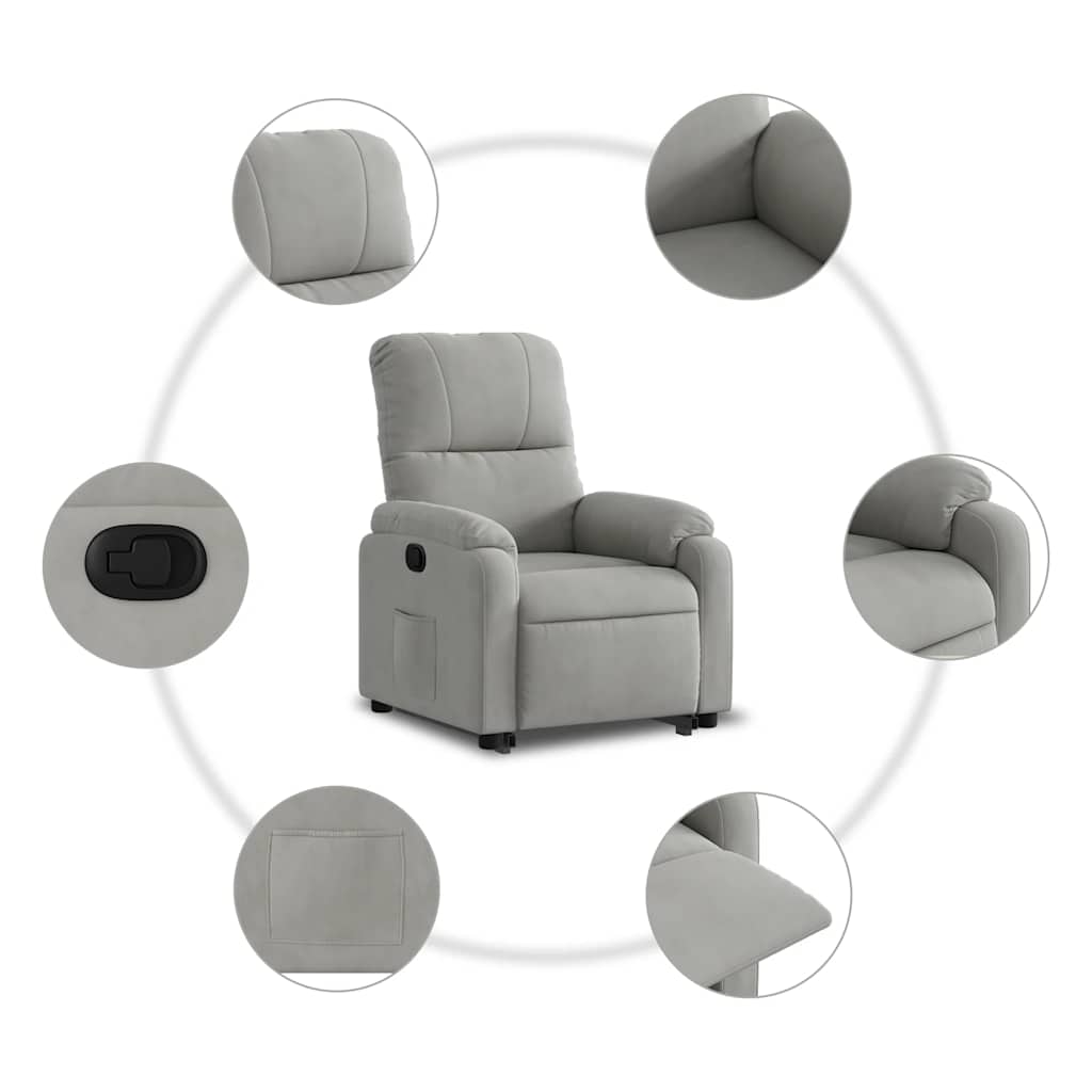 Poltrona Alzapersona Reclinabile Grigio Chiaro Microfibra | homemem39