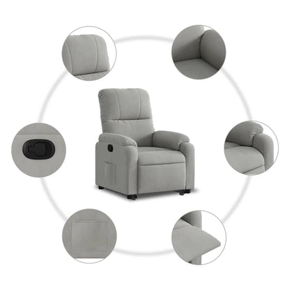 Poltrona Alzapersona Reclinabile Grigio Chiaro Microfibra | homemem39