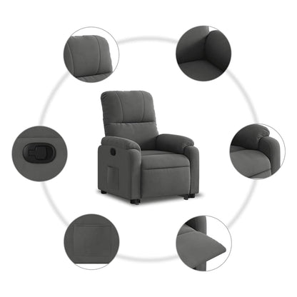 Poltrona Alzapersona Reclinabile Grigio Scuro Microfibra | homemem39