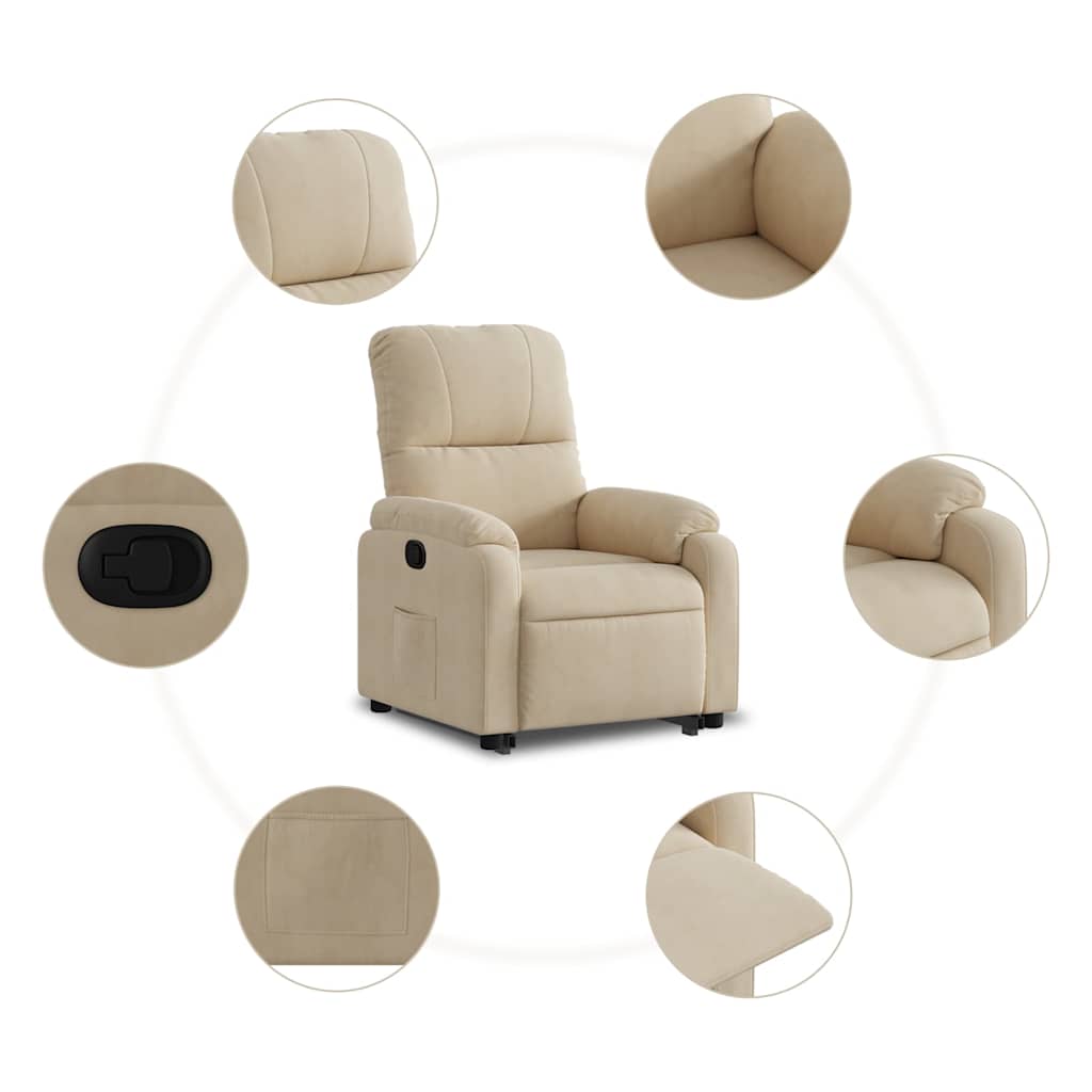 Poltrona Alzapersona Reclinabile Crema in Tessuto Microfibra | homemem39
