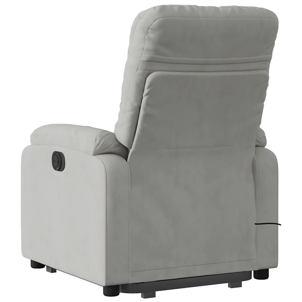 Poltrona a Rialzo Massaggi Reclinante Grigio Chiaro Microfibra - homemem39
