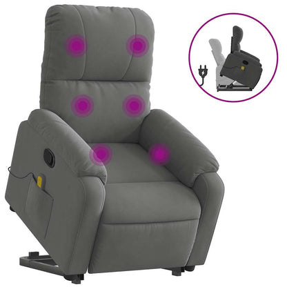 Poltrona a Rialzo Massaggi Reclinante Grigio Scuro Microfibra - homemem39
