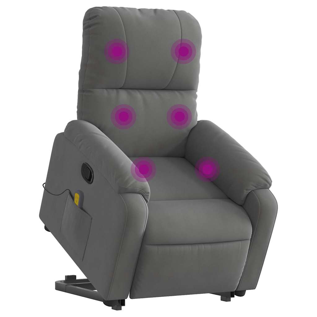 Poltrona a Rialzo Massaggi Reclinante Grigio Scuro Microfibra - homemem39