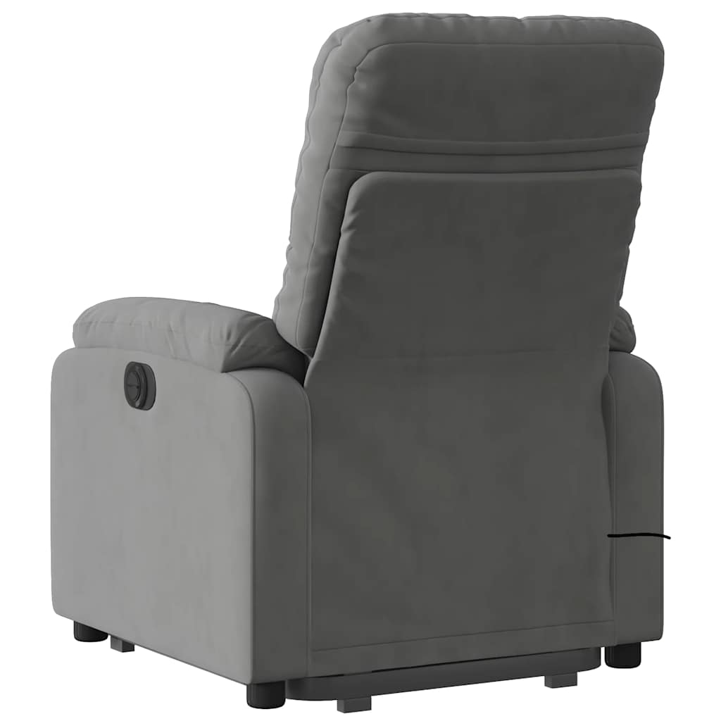 Poltrona a Rialzo Massaggi Reclinante Grigio Scuro Microfibra - homemem39