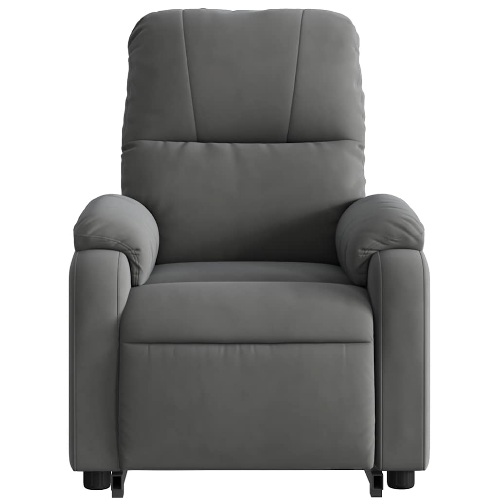 Poltrona a Rialzo Massaggi Reclinante Grigio Scuro Microfibra - homemem39