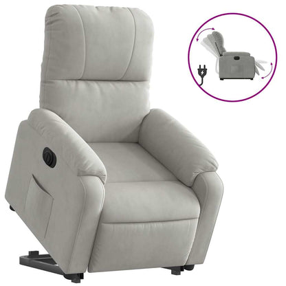 Poltrona a Rialzo Reclinante Elettrica Grigio Chiaro Microfibra | homemem39