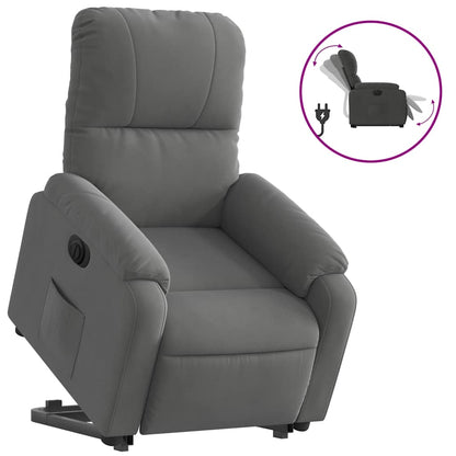 Poltrona a Rialzo Reclinante Elettrica Grigio Scuro Microfibra | homemem39