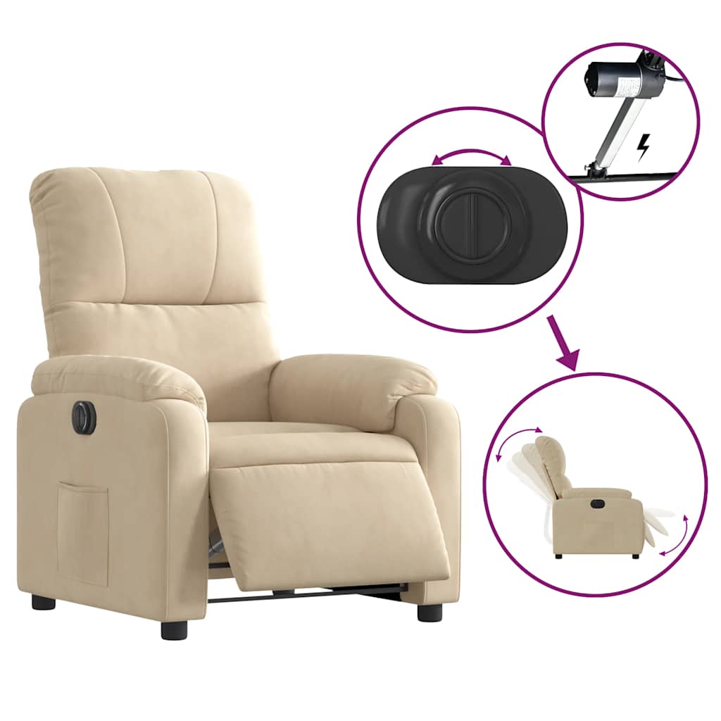 Poltrona Alzapersona Reclinabile Elettrica Crema in Microfibra | homemem39