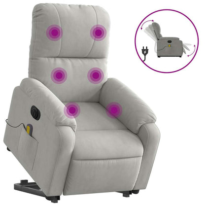 Poltrona a Rialzo Reclinabile Massaggi Grigio Chiaro Microfibra | homemem39