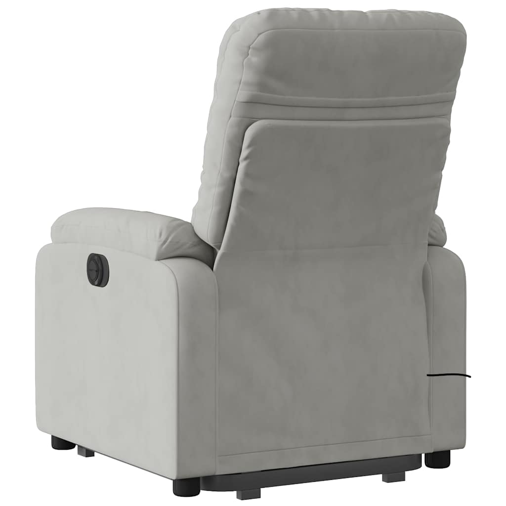 Poltrona a Rialzo Reclinabile Massaggi Grigio Chiaro Microfibra - homemem39