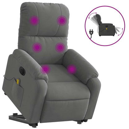 Poltrona a Rialzo Reclinabile Massaggi Grigio Scuro Microfibra - homemem39