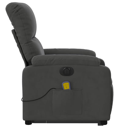Poltrona a Rialzo Reclinabile Massaggi Grigio Scuro Microfibra - homemem39