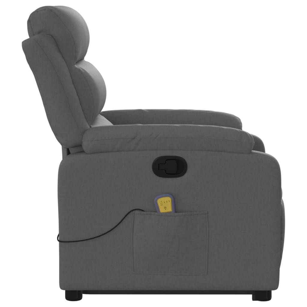 Poltrona Alzapersona Massaggi Reclinabile Grigio Scuro Tessuto - homemem39