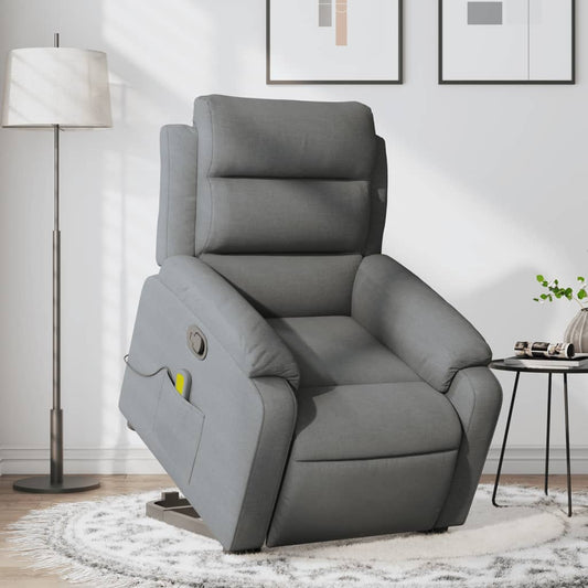 Poltrona Alzapersona Massaggi Reclinabile Grigio Scuro Tessuto - homemem39