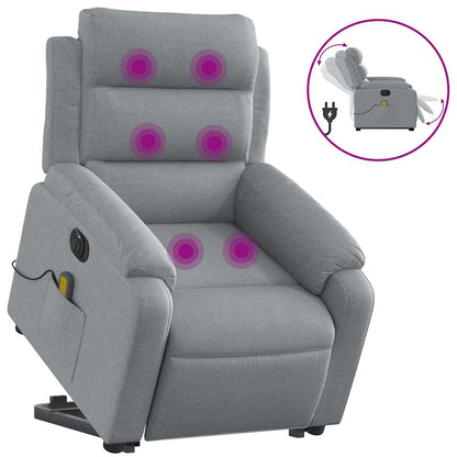 Poltrona Alzapersona Massaggi Elettrica Grigio Chiaro Tessuto | homemem39