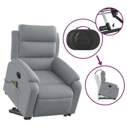 Poltrona Alzapersona Massaggi Elettrica Grigio Chiaro Tessuto | homemem39