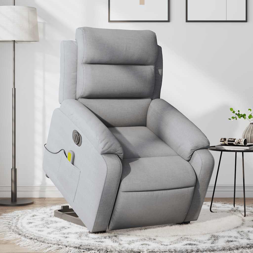 Poltrona Alzapersona Massaggi Elettrica Grigio Chiaro Tessuto | homemem39